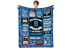 INXENG 9 Year Old Boy Gifts, Birthday Gifts for 9 Year Old Boys, 9th Birthday Gift for Boys Ideas, Throw Blanket 50 x 60in, 9th Birthday Decorations for Boy