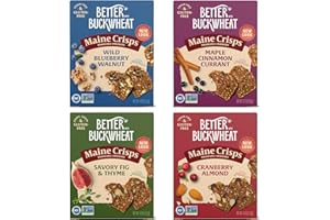 Maine Crisp Variety 4 Pack, Gluten Free Crackers - Snack Crackers, Grain Free, Non-GMO - Cranberry Almond, Cinnamon Maple, Savory Fig & Thyme, Wild Blueberry Walnut, For Cheese Boards, Salad Toppings & Jams