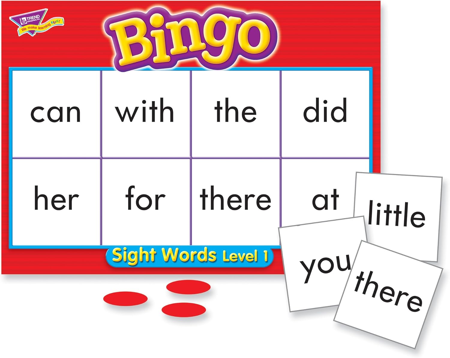 Sight Words Bingo - Language Building Skill Game for Home or Classroom (T6064), Build Vocabulary with 46 Most-Used Words, 3 - 36 players, Age 5 and up, Cover the Spaces Needed to Win & Call Bingo: Toys & Games