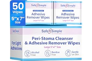 Safe n' Simple Adhesive Remover for Skin - 5"x7" 50 Wipes - Stoma Adhesive Remover - Alcohol Free Wipes for Sensitive Skin No