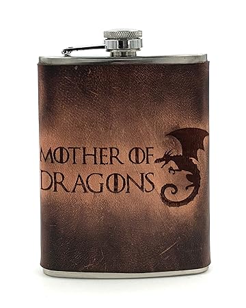 VINAY AND VIJAY Vintage Leather Whisky Flasks for Men Engraved Dream Catcher Flask for Women - Pink Color