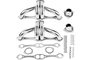 Center Dump Block Hugger Headers for Gen 1 SBC 265 283 302 305 327 350 400 V8 Stainless Steel 3 Bolt Shorty Style for Street 