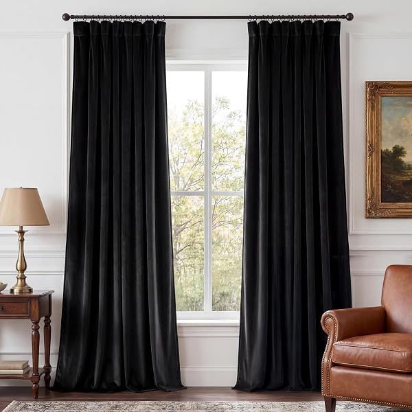 STANGH BLACK BLACKOUT CURTAINS 84 INCHES FOR BEDROOM, 2 PANELS