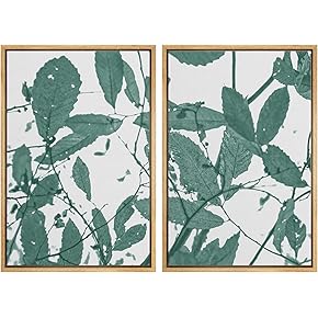 SIGNWIN Framed Wall Art Print Set Green Vines...