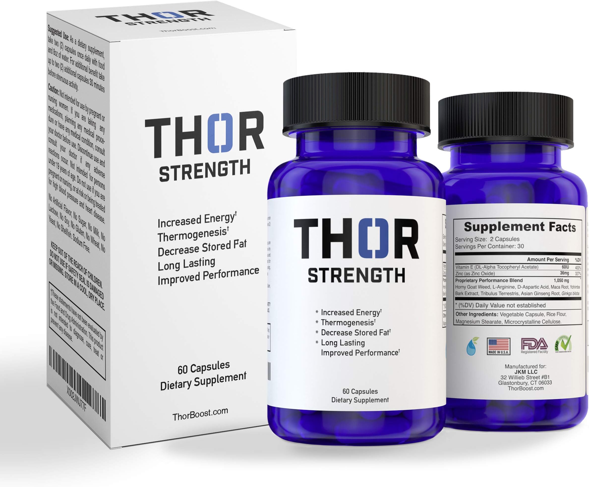Thor Strength Natural Test Booster for Men Energy Endurance Stamina Muscle Mass with Vitamin E Healthy Lifestyle 360 Capsules