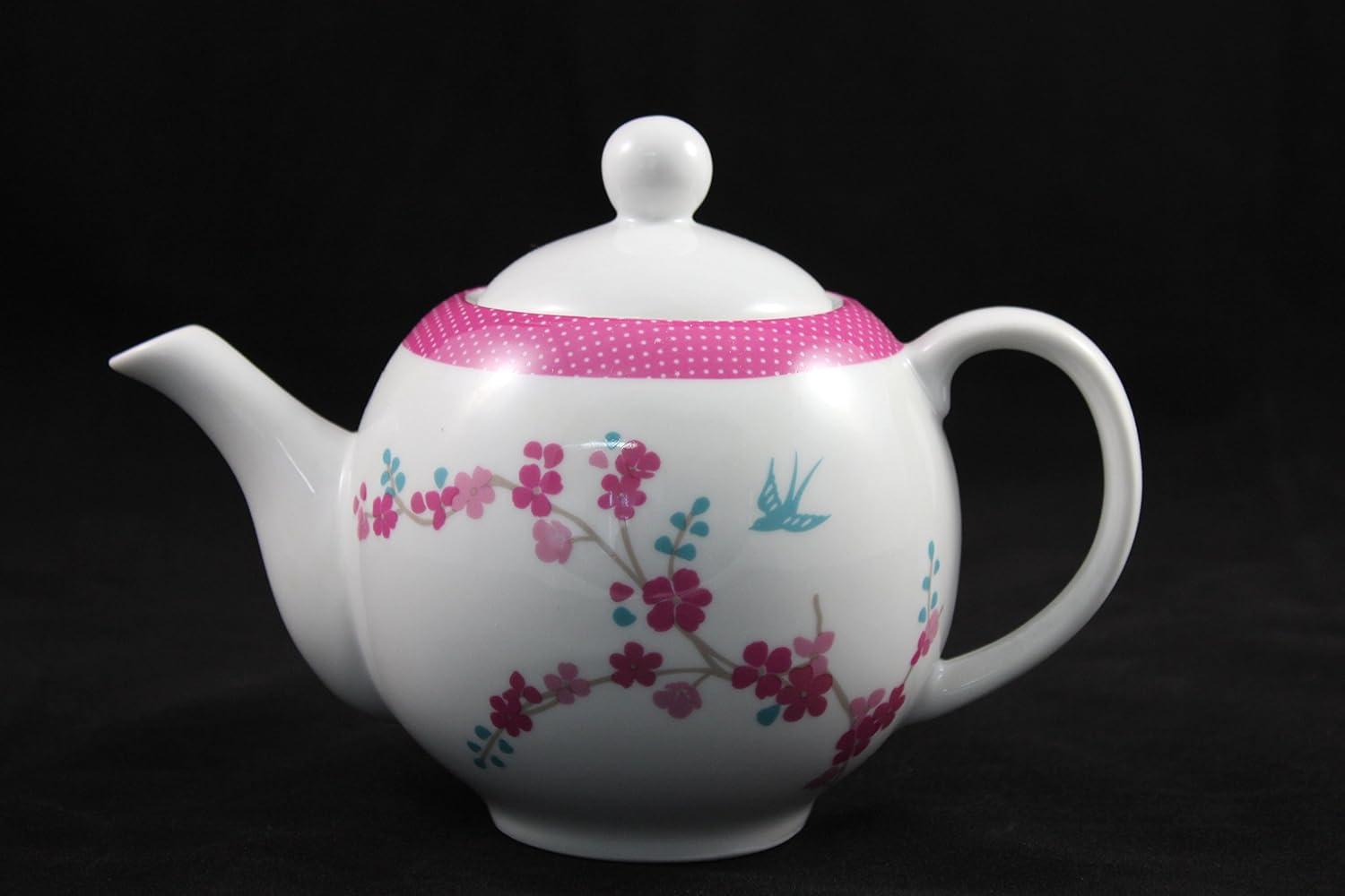 Elih Porzellan Lotus Porcelain Teapot with Delicate Floral Motif Round