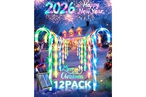 Anordsem Solar Christmas Decorations Outdoor: 21" Candy Cane Stake Lights 12 Pack - Waterproof LED 8 Colorful Lighting Models for Pathway Yard Garden Xmas Decor - 2026 New Year Gifts for Homeowners