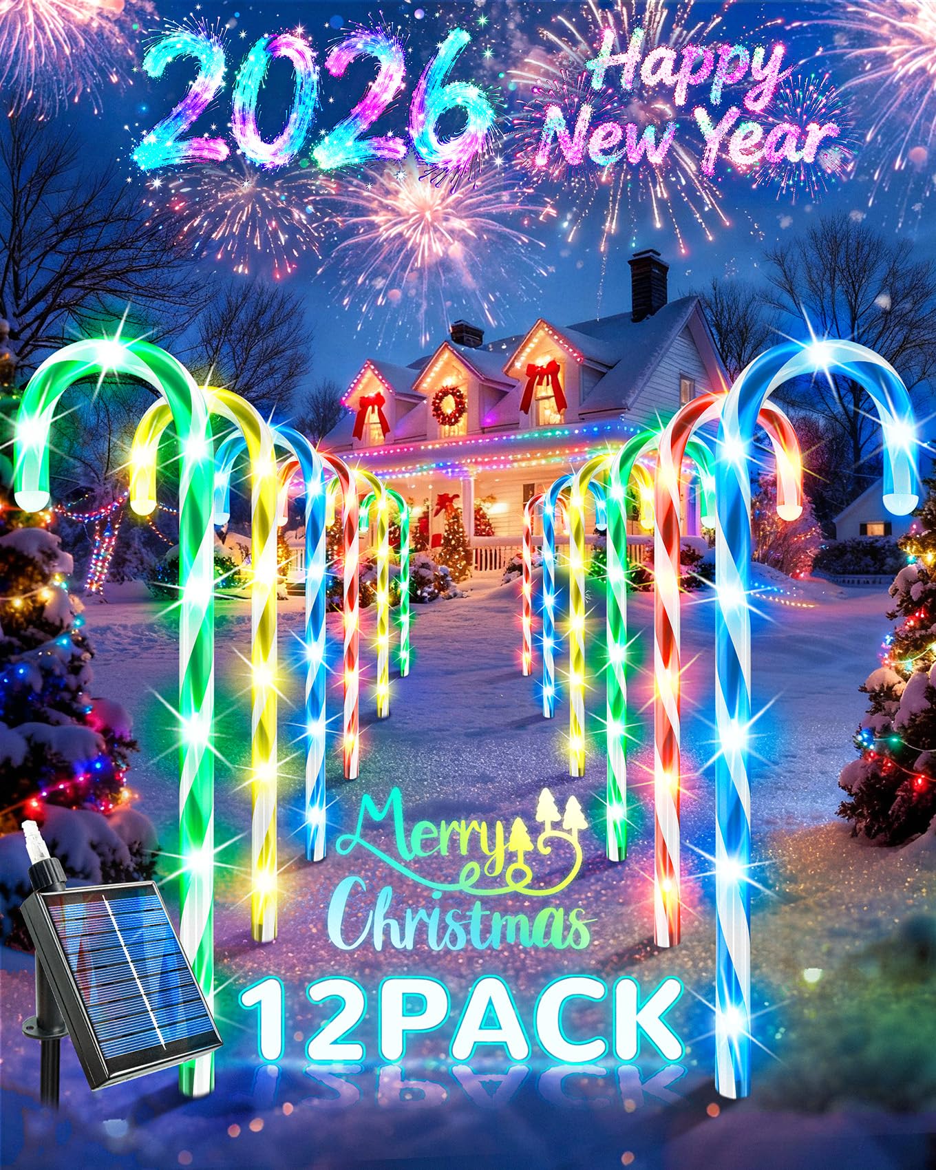 Photo 1 of *MINOR DAMAGE - USED*
Anordsem Solar Christmas Decorations Outdoor: 21" Candy Cane Stake Lights 12 Pack - Waterproof LED 8 Colorful Lighting Models for Pathway Yard Garden Xmas Decor - 2026 New Year Gifts for Homeowners