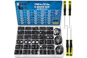 ZDBB 32 Size 1540 Pcs O Rings Assortment Kit Metric Nitrile Rubber Oring Set with 4 Pick for Automotive Faucet Pressure Washer Plumbing Air or Gas Repair OD 4mm-50mm