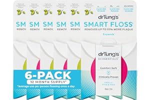 DrTung's Smart Floss - Natural Dental Floss, PTFE & PFAS Free, Gentle on Gums, Expands & Stretches, BPA Free - Cardamom Flavor(Pack of 6)
