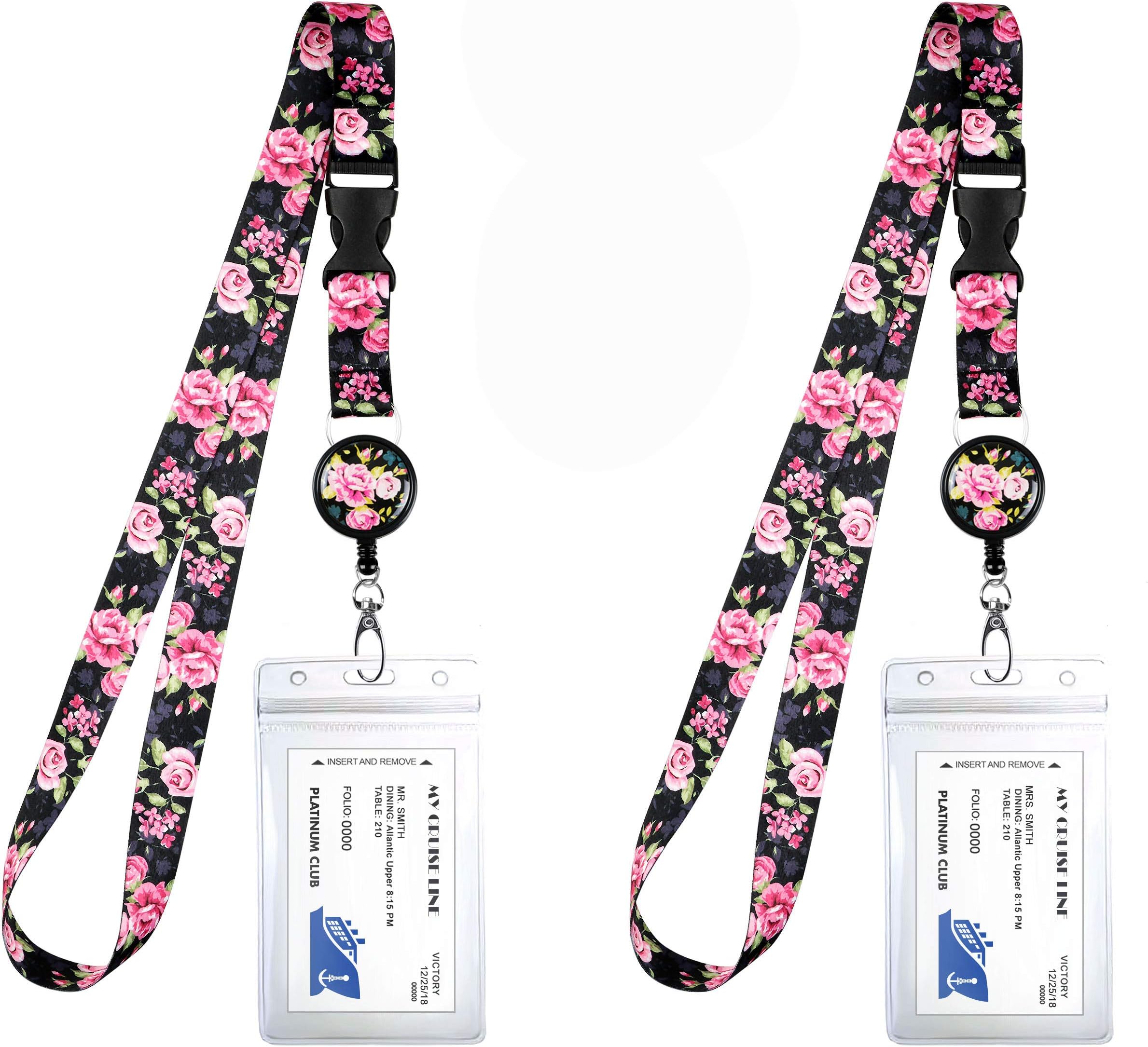 2-Pack Cruise Lanyard & Waterproof ID Key Card Holder Clip. Matching Retractable Badge Reel. Bonus Travel Organizer Bag. Essential Cruise Ship Accessories. Vintage Roses