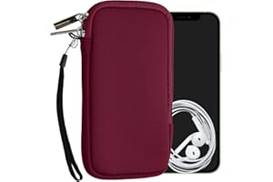kwmobile Neoprene Phone Pouch Size L - 6.5" - Universal Cell Sleeve Mobile Bag with Zipper, Wrist Strap - Red