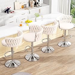 AWQM Velvet Bar Stool Set of 2, Counter Height