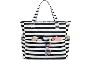 LEDAOU Beach Bag Waterproof Sandproof Women Tote Bag Pool Bag with Zipper for Gym Grocery Travel with Wet Pocket