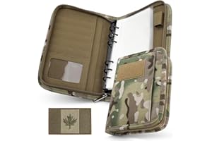 WYNEX Tactical Notebook Padfolio Ring Binders with 45 Sheets,Army Military Notebook Tactical Portfolio Binder with Zipper for