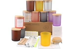 MILIVIXAY 12 Pack 10 OZ Multicolored Glass Candle Jars with Lids and Candle Making Kits - Bulk Empty Candle Jars for Making Candles - Spice, Powder Containers.