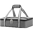 Stack Store Plus More Gray Insulated Casserole Carrier for Hot or Cold Food, Lasagna Holder for Picnic, Potluck, Cookout – Fits 9”x13” or 11”x15” Baking Dish – Thermal Tote