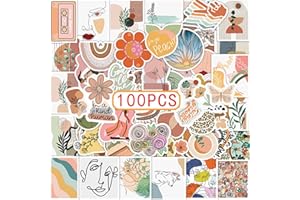 ANUWKS 100 Pcs Aesthetic Stickers, Scrapbook Supplies Stickers, Waterproof Boho Stickers, Stickers for Water Bottles Kindle Laptop Journaling Daily Planner Scrapbooking
