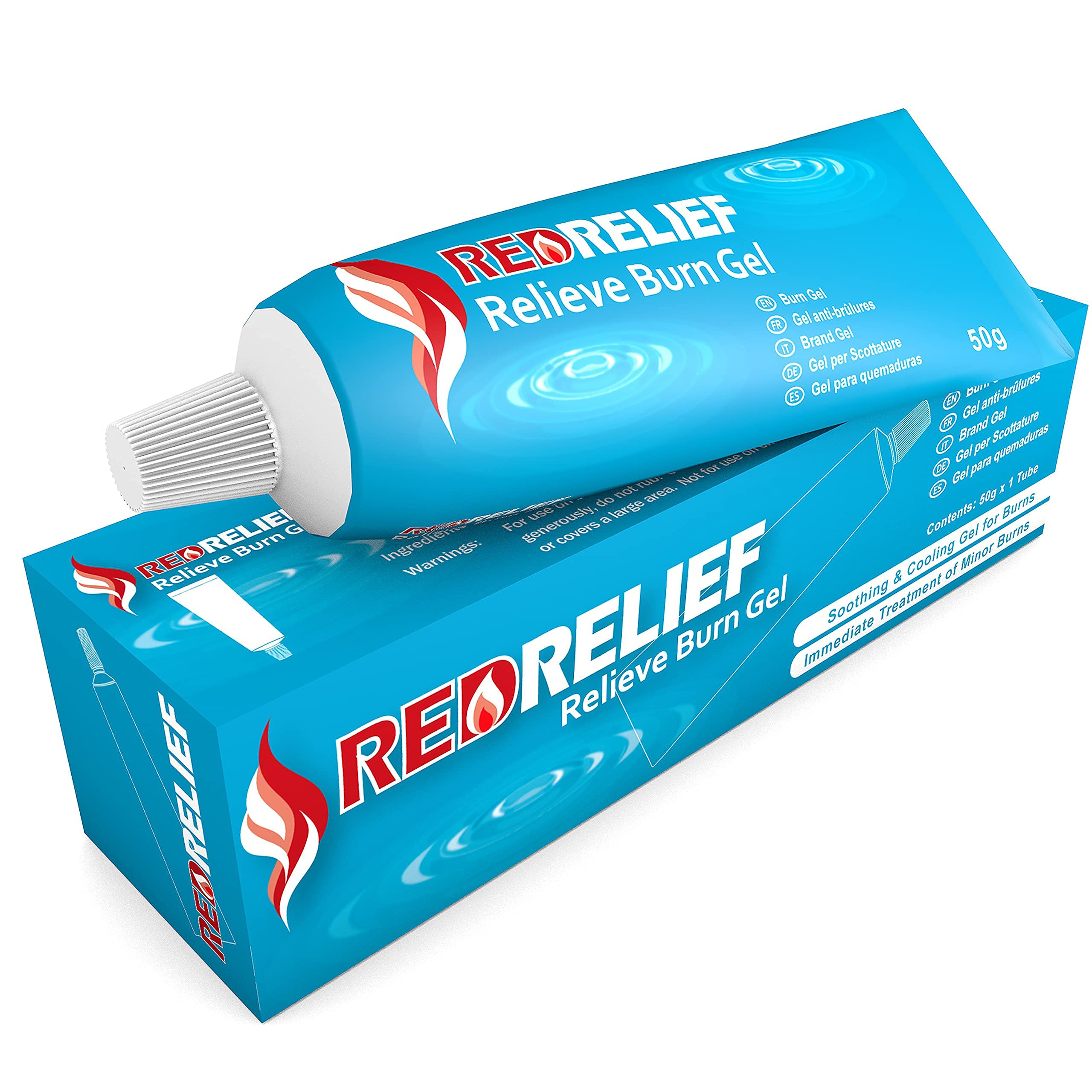 RedRelief Emergency Burn Gel 50g Tube- Soothing and Cooling Gel Dressing for Burns, Scalds and Sunburn
