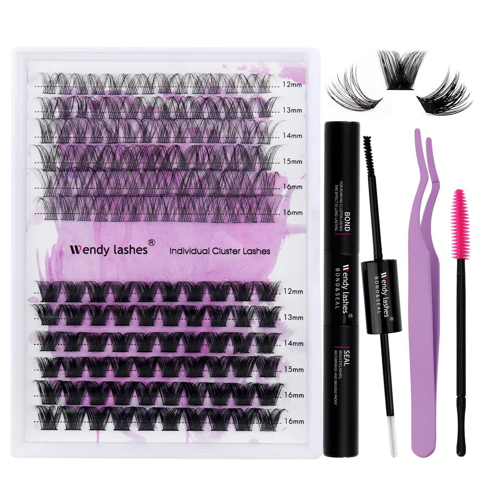 Individual Lashes D Curl Cluster Lashes Kit 12-16mm Mix C4/ZW 0.07mm DIY Lash Extensions Kit Individual Cluster Eyelashes Soft Lash Clusters Eyelash Extension(C4+ZW-D-Cluster Lashes Kit)