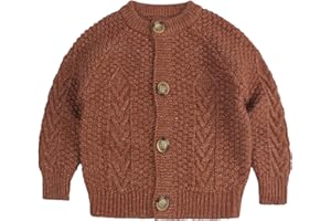 Peecabe Toddler Girl Sweaters Cable Knit Long Sleeve Crewneck Chunky Crochet Cardigans 1-6T
