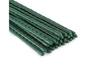 Xiny Tool Garden Stakes, 25 Pack 4 Ft Steel Plant Garden Tomato Stakes with Plastic Coat for Climbing Plants (25 Pack 48 Inch)