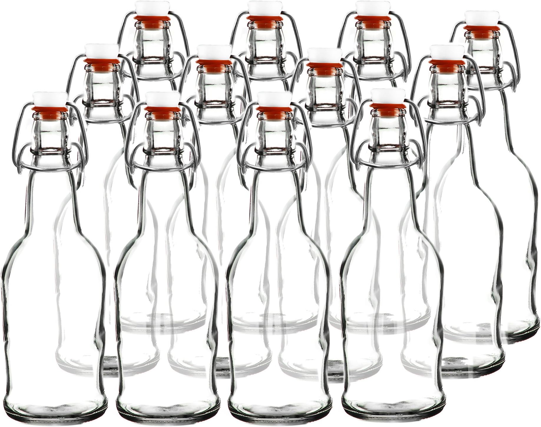 Easy Cap Beer Bottles - Kombucha Bottles - 16 oz. - Clear flip top 12 pack - EZ Cap - Original Cherry Blossom Hardware Bottles (12, Clear Mason Jar Bottles)