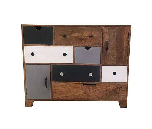 Drawers/ Multi Colour Drawers Wooden Chest of Drawers Natural Finish/ Wooden Cabinet Hand Crafted Furniture