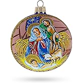 Peaceful Jesus Baby Asleep Nativity Glass Ball Christmas Ornament 3.25 Inches