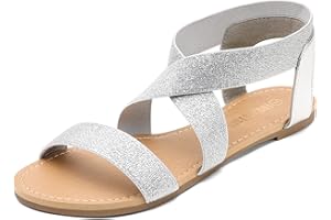 DREAM PAIRS Women's Elastic Ankle Strap Flat Sandals Summer Dressy Shoes Cute Strappy Gladiator Sandals