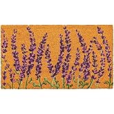 Juvale Lavender Floral Door Mat - 17 x 30 in, Purple Coir - Welcome Mat for Front Door & Entryway - Coir Doormat for Patio & 