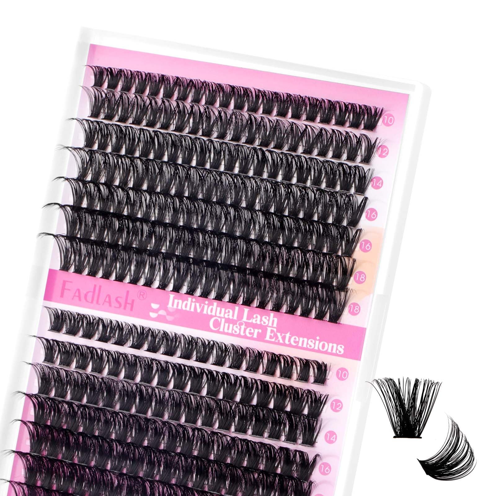 FADLASH 60D+80D 0.07mm C Curl 10-18mm Large Tray Russian Fluffy Natural Wispy Cluster Lashes DIY Eyelash Extensions — image 1