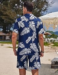 COOFANDY Mens 2 piece Short Set Hawaiian Floral