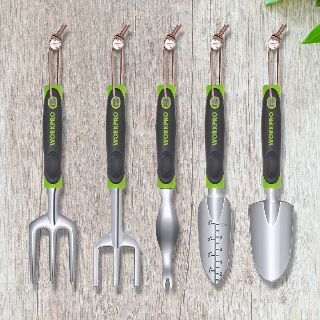 WORKPRO Garden Tool Set 5 Pieces Gardening Work Gifts Cast Aluminum Outdoor Hand Tools Kit for Men and Women Including Trowel Transplanter Weeder Hand Fork Cultivator: Home Improvement