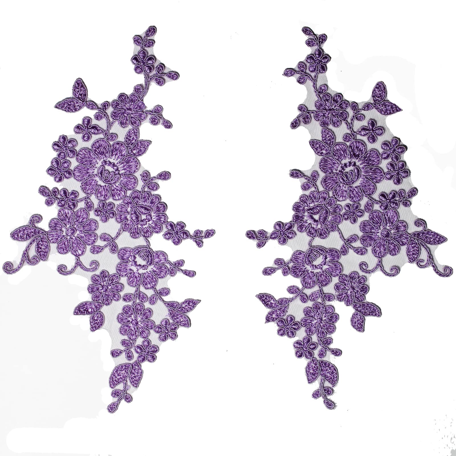 4 X Embroidered Lace Bridal Wedding Lace Applique Trim Motif #4A (Lilac)