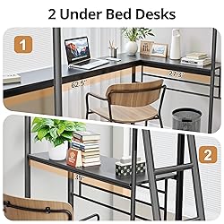 INCLAKE Twin Size L-Shaped Loft Bed with 2 Built-in