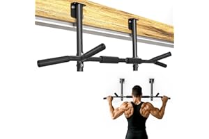 ONETWOFIT Joist Mounted Pull Up Bar, 3 in 1 Chin Up Bar Ceiling Mount Adjustable Height, 42" Wide Bar for Home Gym Cross Training Strength Building, Up to 350LBS