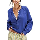 Ziqoty Women's Half Button Down Pullover Knit Sweater Casual Henley Long Sleeve Tunic Tops Loose Fit Trendy Outfits