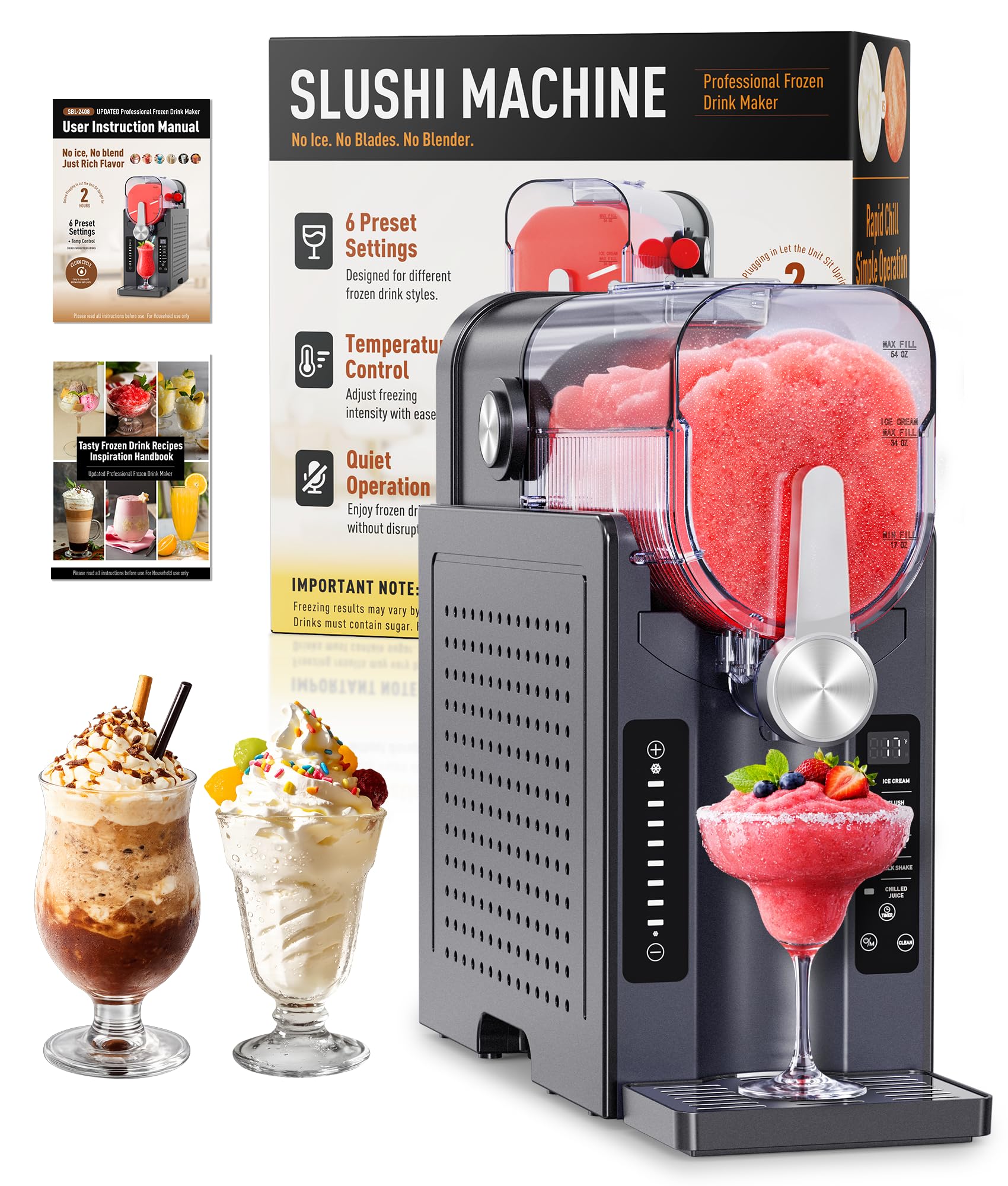 Photo 1 of **NON FUNCTIONAL** Slushie Machine: No Ice Needed Slushy Machine for Home, 6 Preset, Real-Time Temp Display, Auto-Clean | Frozen Margaritas, Cocktails, Frappés, Ice Cream, Smoothies, Milkshakes,Summer Parties