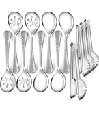 Thenshop 30 Pcs Stainless Steel Serving Utensils Set Flatware Set Include Large Serving Spoons Slotted Spoons Forks Soup Ladle Pie Server And Tongs For Buffet Party(Rose Gold - View #11