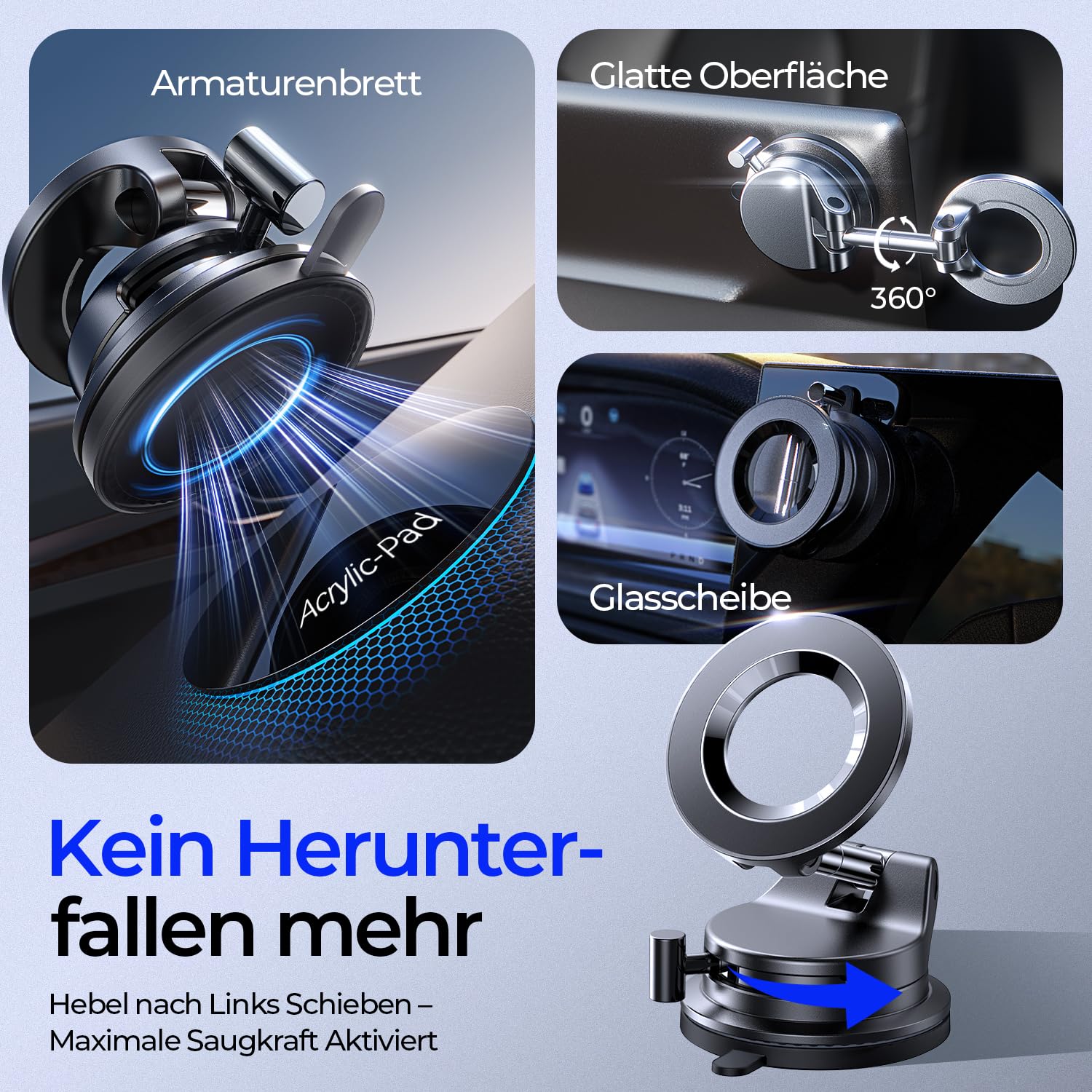 LISEN Vakuum Handyhalterung Auto Magnet - 2026 für Magsafe Autohalterung Saugnapf Handyhalterung Auto Magsafe, Magnetische Handy Halterung Auto Magnethalterung für iPhone 17 Pro Max Air 16 15 14 13 12 6