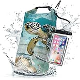 Waterproof Dry Bag,Sea Turtle Starfish Nautical Large Waterproof Backpack 2L/5L/10L/20L/30L/40L Floating Lightweight Bags for Kayaking, Boating, Fishing, Swimming Camping with Waterproof Phone Case