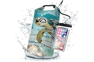 CLIDULI Waterproof Dry Bag,Sea Turtle Starfish Nautical Small Waterproof Backpack 2L/5L/10L/20L/30L/40L Floating Lightweight Bags for Kayaking, Boating, Fishing, Swimming Camping with Waterproof Phone Case