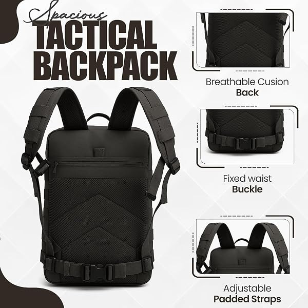 ADVANCAMP 45L MILITARY TACTICAL BACKPACK LARGE DAY PACK FOR MEN – MOLLE RUCKING ASSAULT RUCKSACK, HEAVY-DUTY WATER-RESISTANT BAG FOR HIKING, GYM, TRAVEL & OUTDOOR ADVENTURES – BLACK