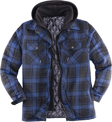 Blue Hooded Flannel Jacket Online Sales 