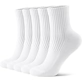 FITRELL Women’s Crew Socks Ankle Athletic Cushioned Running Casual Socks for Women and Men 5 Pairs