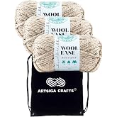 Lion Brand Yarn Wool Ease Thick &amp; Quick 640-123 Oatmeal | 3 Skeins, Same Dye Lot, Project Bag, CYC #6 Super-Bulky, 80% Acrylic-20% Wool, Ideal for Crochet, Knitting Blankets, Throws