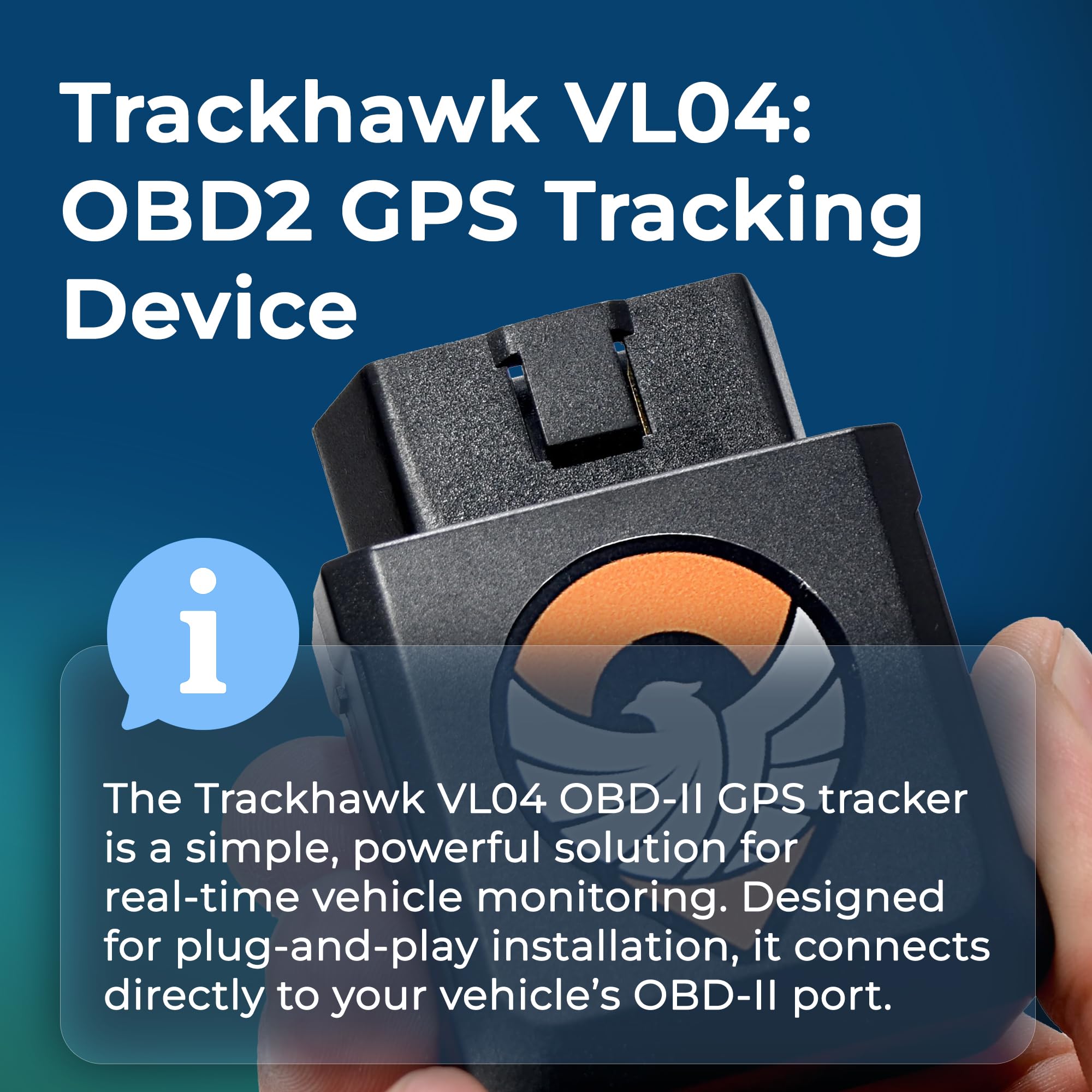 Trackhawk OBD GPS Tracker for Vehicles - Plug & Play 4G LTE Tracker for Cars, Trucks, SUVs, and Fleets - Live Tracking, Geofence Alerts, Speed Monitoring, Subscription Required