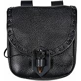 Mythrojan Leather Belt Pouch Medieval Original Leather Bag Costume Accessories Pouch Viking Belt Coin Bag (Leather Pouch, Black)