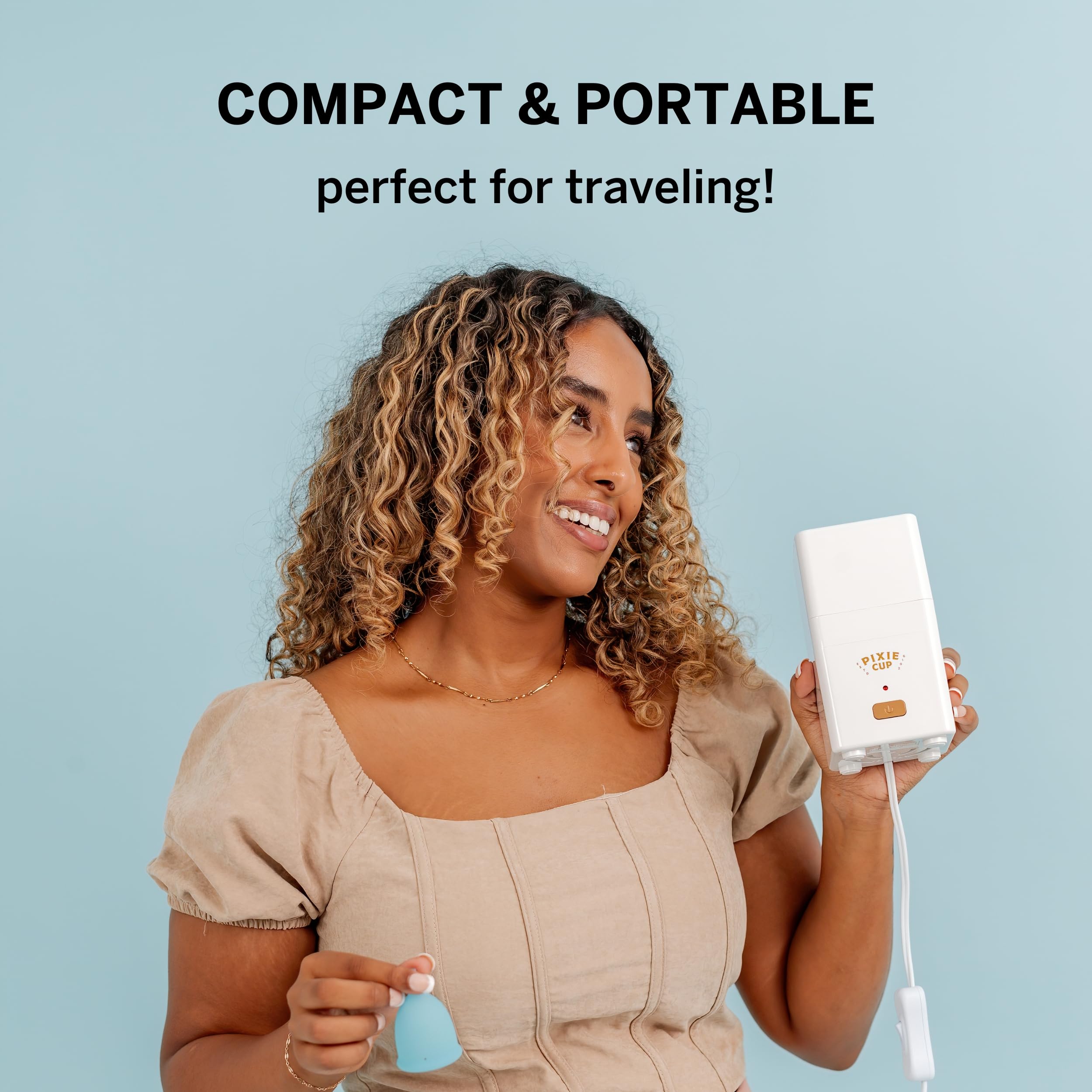 Pixie Menstrual Cup Steam Cleaner - Wash Your Cup + Kill 99.9% of Germs with Cleanser Steam for Feminine Care - 3 Minutes and Your Period Cup is Sterile! Automatic Timing Shut Off Switch (White)